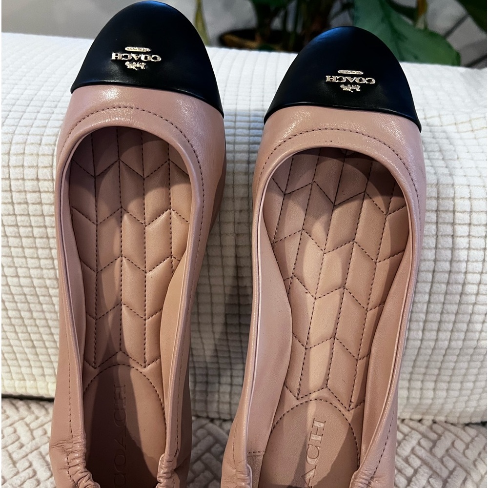 Brand new COACH Tan and Black size 8 flats women’s shoes